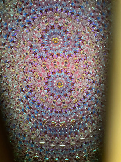 Wooden Kaleidoscope, Handheld in Quilted Sapele By Artists Carol and Mark Reynolds.