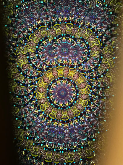 Wooden Kaleidoscopes, "Figured Dark Wood Handheld" 2025 by Artists Carol and Mark Reynolds.