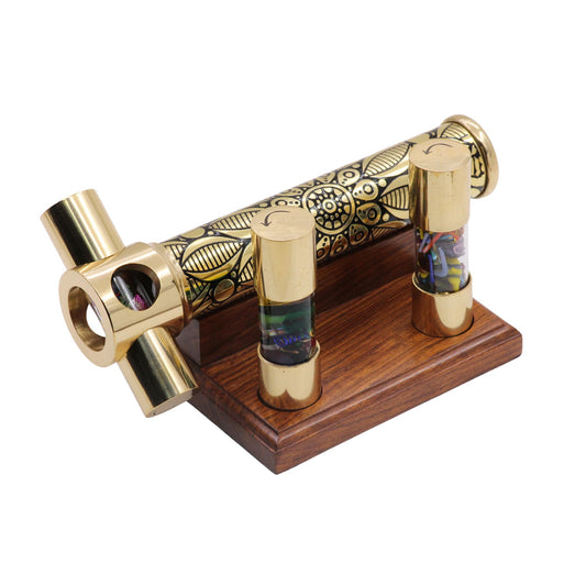Brass Interchangeable "Brass Trio" with 3 DIY Fillable Cells and Wooden display stand By USA Artist Karl Schilling. KTU Exclusive.