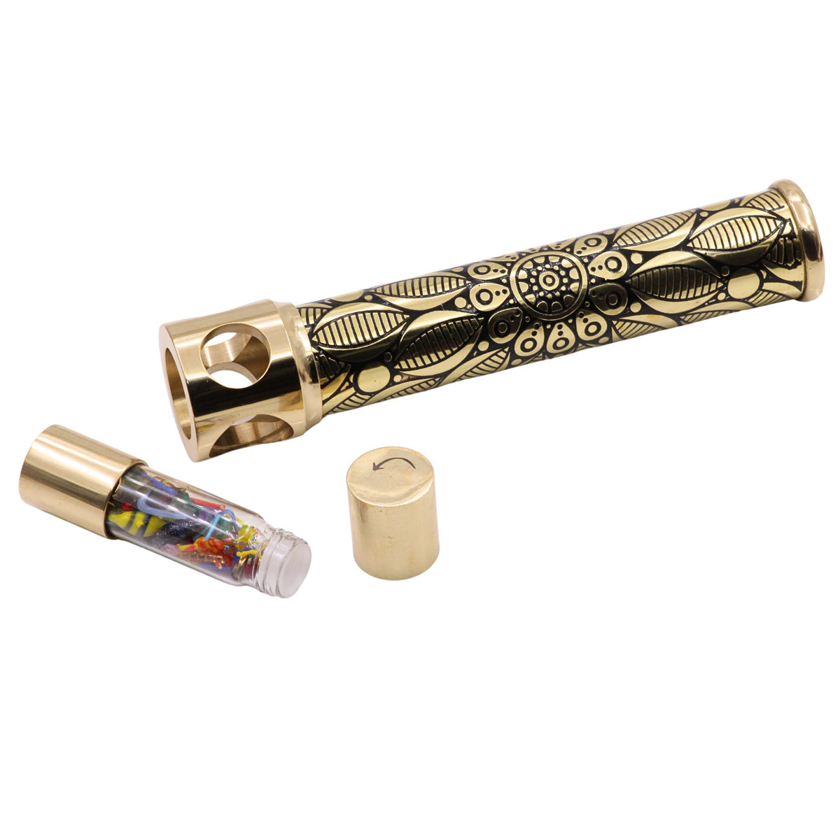 Brass Interchangeable "Brass Trio" with 3 DIY Fillable Cells and Wooden display stand By USA Artist Karl Schilling. KTU Exclusive.