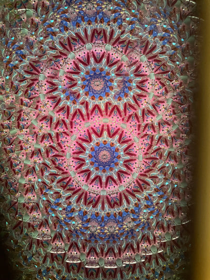 Wooden Kaleidoscope, Handheld in Quilted Sapele By Artists Carol and Mark Reynolds.