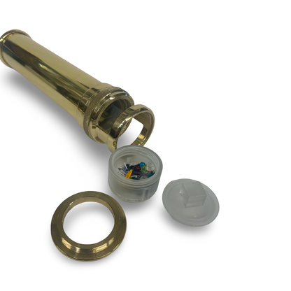Brass Interchangeable "Deluxe" with 1 removable Fillable cell and wooden stand By USA Artist Karl Schilling. KTU Exclusive.