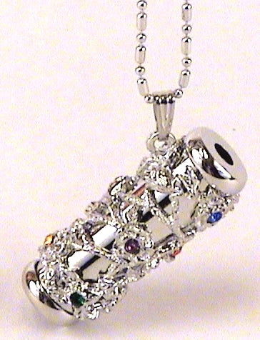 Shiny Silver Tone Kaleidoscope Necklace with Swarovski Crystals. main image